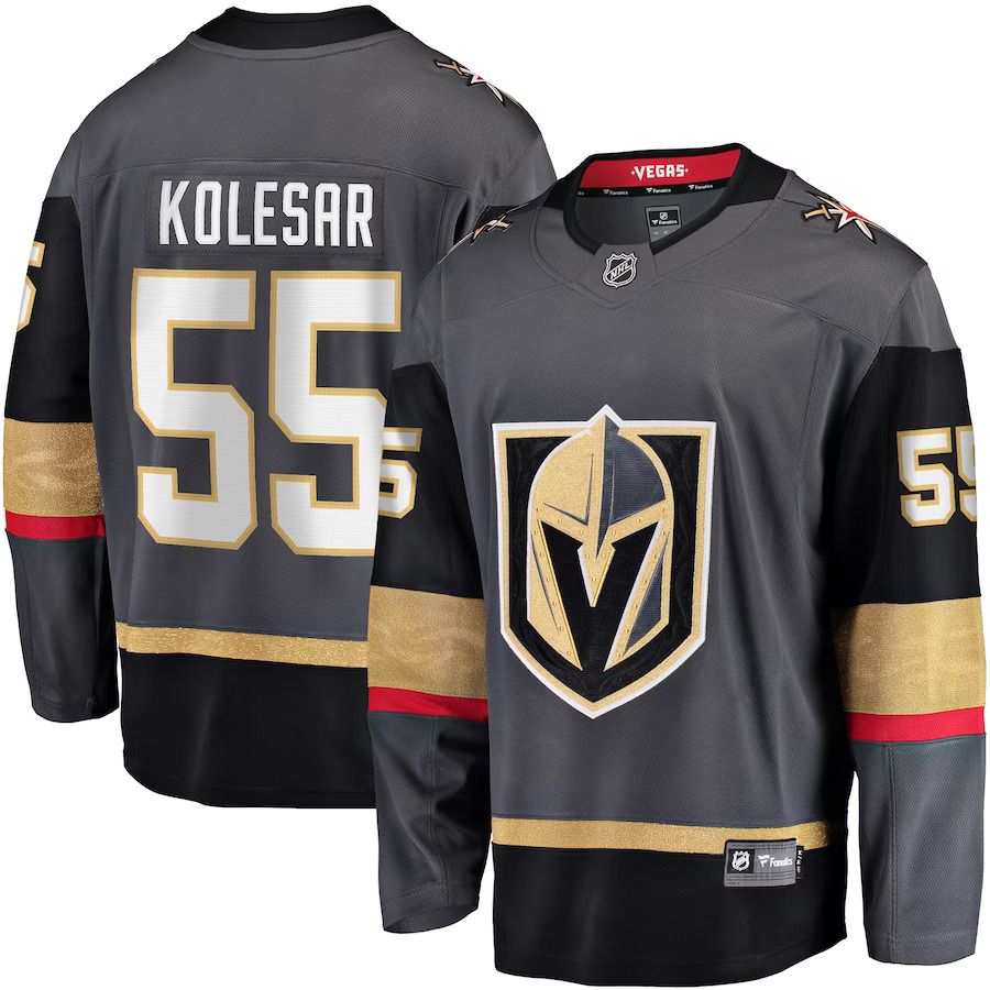 Men Vegas Golden Knights 55 Keegan Kolesar Fanatics Branded Gray Alternate Breakaway Player NHL Jersey